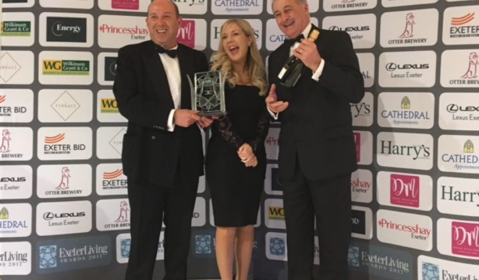 L-R: Steve Barriball (Citizens Advice Exeter Chief Executive, Donna Hart (Citizens Advice Exeter Trustee), and Dennis Mardon (Chairman of Citizens Advice Exeter). Image courtesy of The Exeter Living Awards.