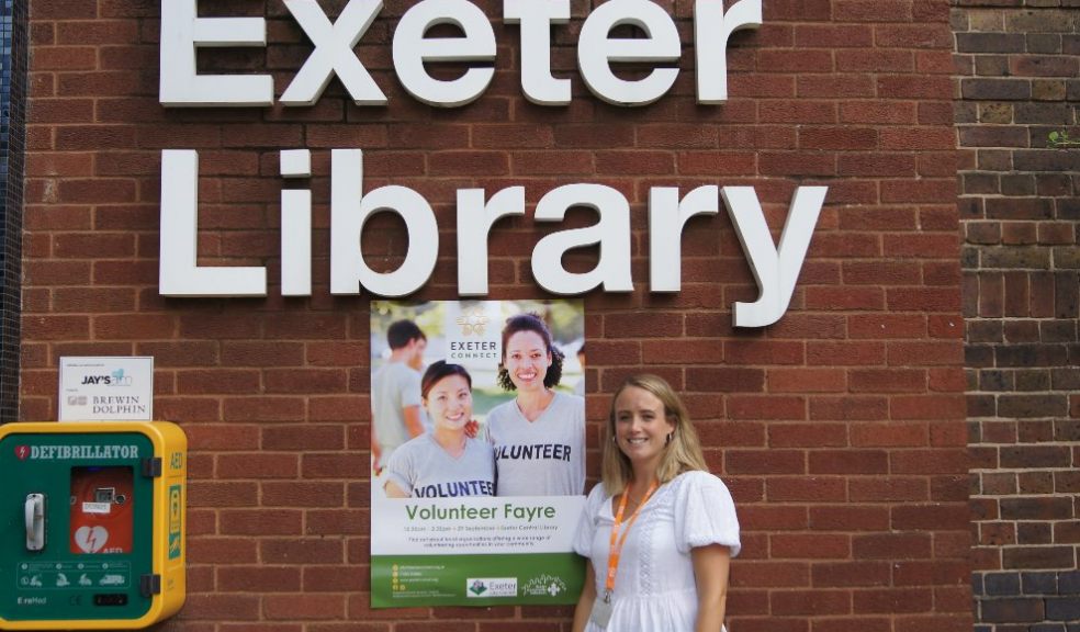 Exeter Connect's Vicki Luff promoting the Volunteer Fayre_