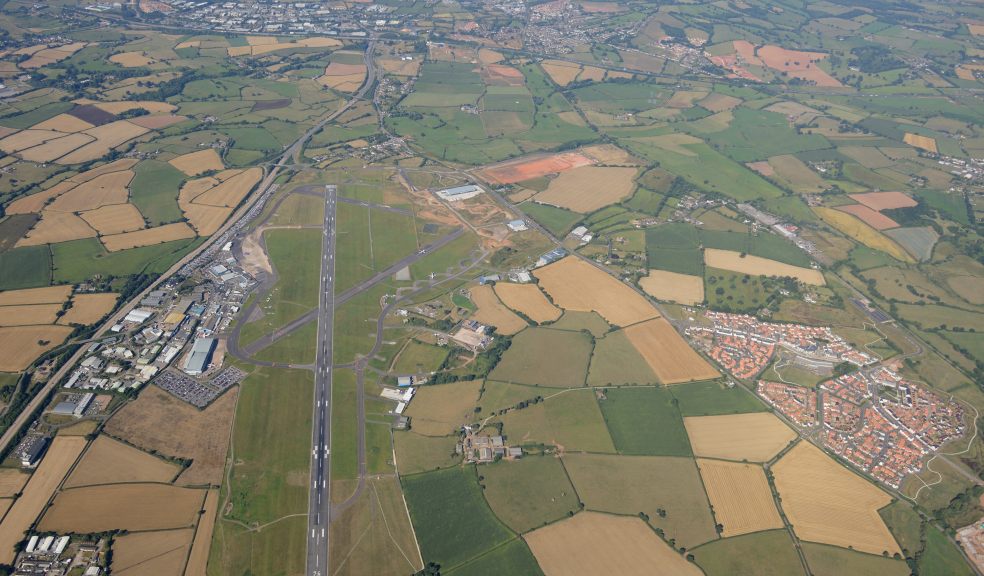 Aerial image covering the Exeter and East Devon Enterprise Zone - Skypark, Science Park, Cranbrook town centre and the Airport Business Park extension. CREDIT Still Imaging