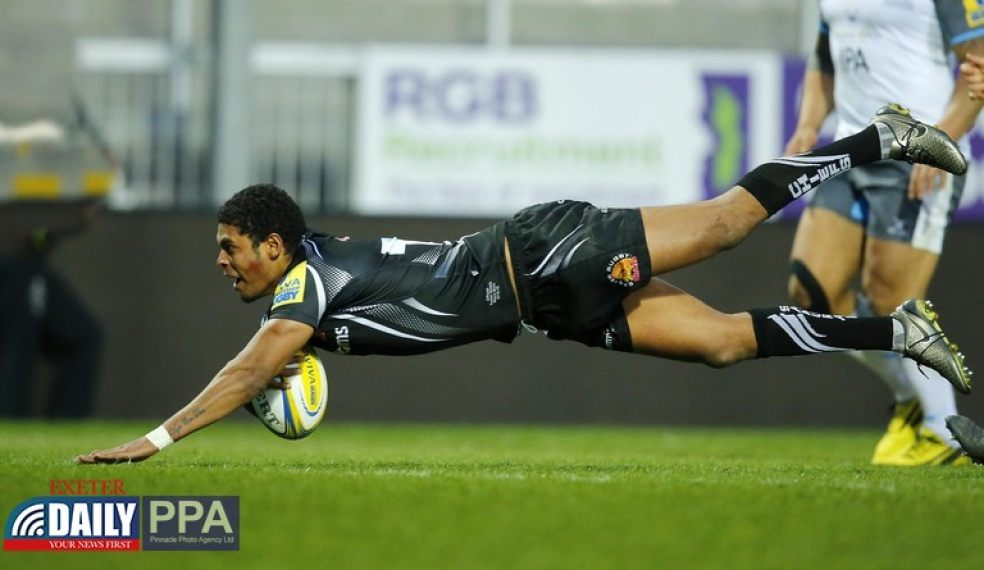 Chrysander Botha of Exeter Braves goes over for a try. Photo: Phil Mingo/Pinnacle @ppauk