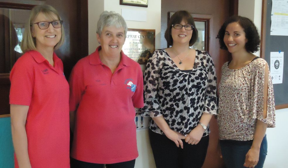 Photo L-R: Leah Barnes, Pre-school Manager, Val Milsom Pre-school Playleader, Josie Walledge, Chair of Exminster Parish Council, Gemma Girvan, Chair of Exminster Pre-school Committee