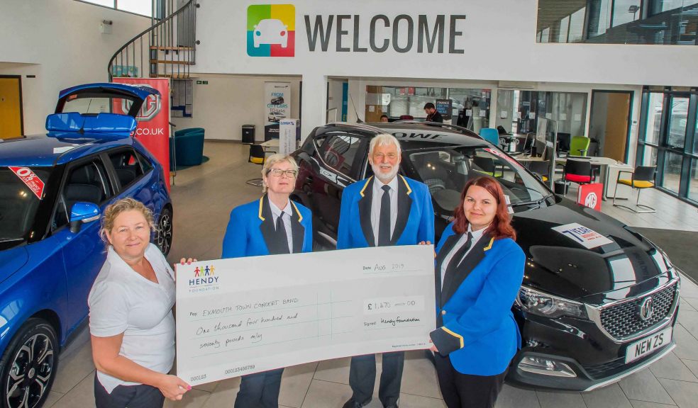 Exmouth Town Concert band presented with its Hendy Foundation grant