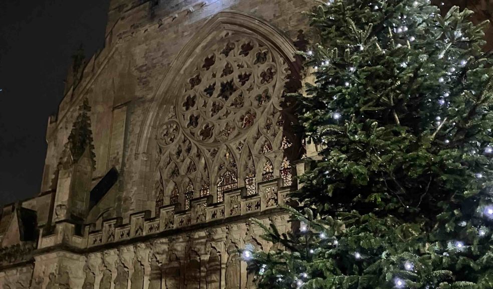 Exterior of Exeter Cathedral during Advent (