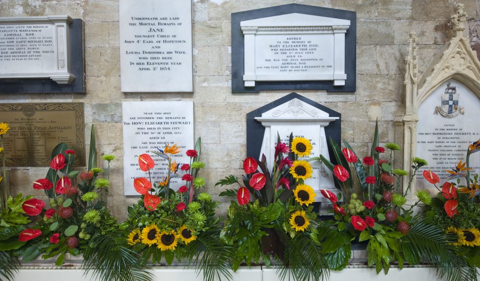 Flowers in Exeter Cathedral