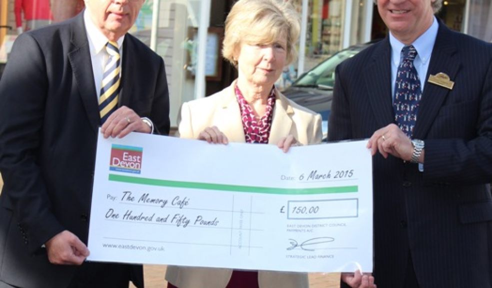 L-r: Adrian Ford, Sid Valley Memory Café trustee, Councillor Frances Newth, East Devon District Council, Trevor Roberts, Director Fields of Sidmouth