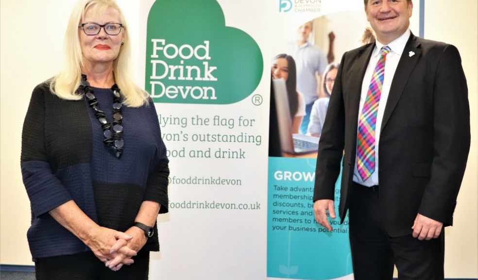 Barbara King, Chair of Food Drink Devon and Stuart Elford from Devon & Plymouth Chamber of Commerce