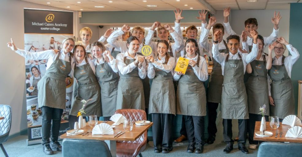 Front of House students celebrate winning AA College Restaurant of the Year.