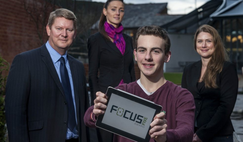 Focus Five Award Launch. l-r Richard Ellis, Gill Bishop, Bradley Lavis, Hannah Ellis Murdock. Picture: Theo Moye