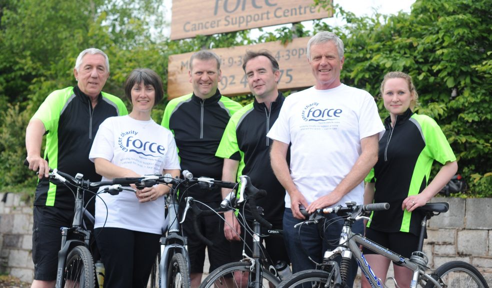 TEAM Gilbert Stephens help raise awareness of FORCE's future mountain bike event at Powerderham Castle in September.