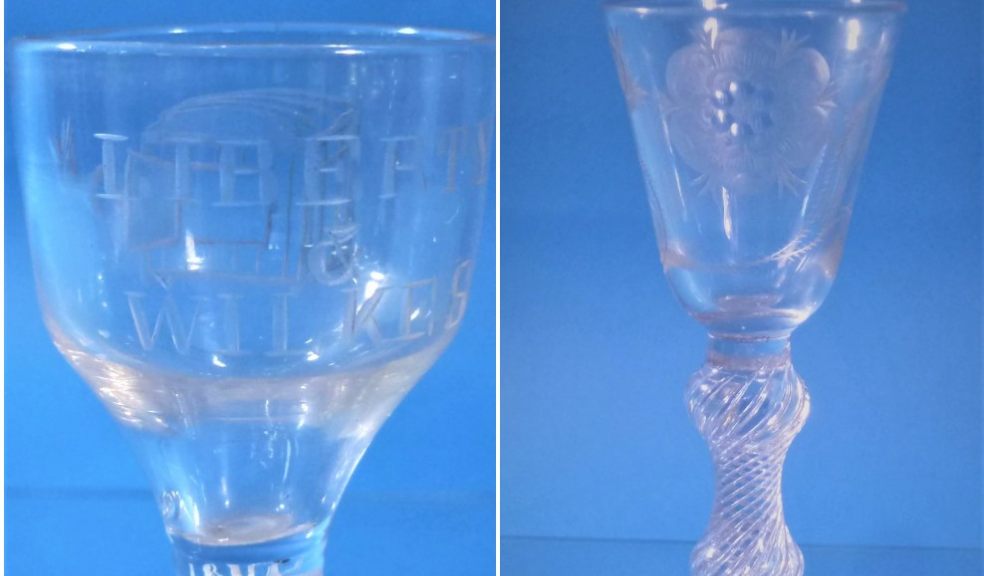 Georgian Liberty & Wilkes glass and Rose and Buds glass Two vintage glasses