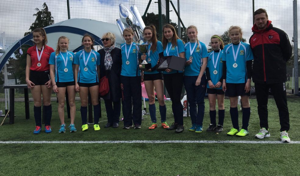 Glenda Riley and Lee Holmes with the team from Colyton Grammar School