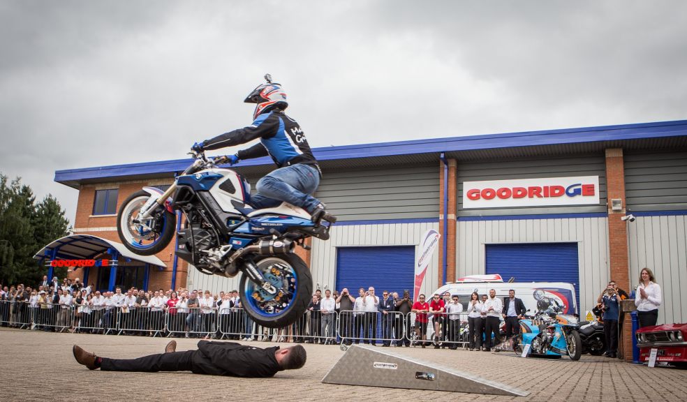 Goodridge sponsored stunt rider Mattie Griffin thrills the crowd