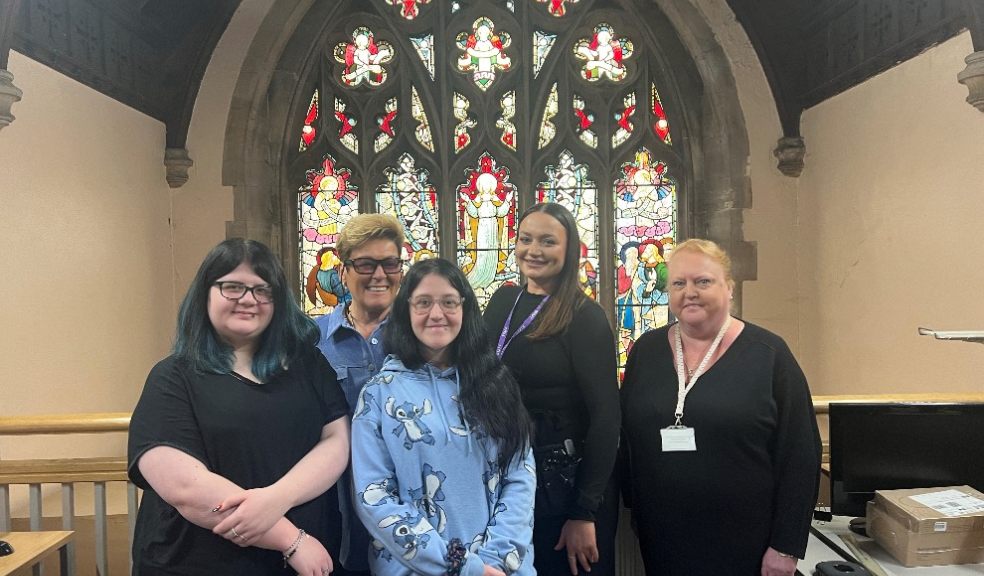Front (L-R): Abigail, Anastasia and Heidi Miller (Housing Officer, St Petrocks. Back (L-R): Mary Pugsley MBE (HITC), Rhi Belcher, Community Barbering Lead, HITC. Photo: Glen King gkpr.