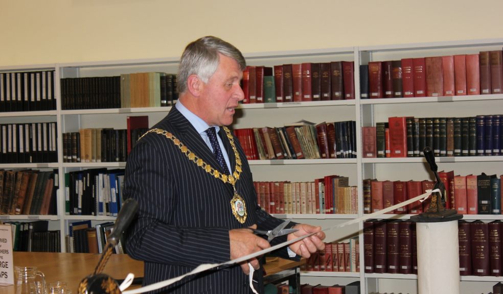 Devon County Council Chairman Jerry Brook officially opening the Devon Heritage Centre