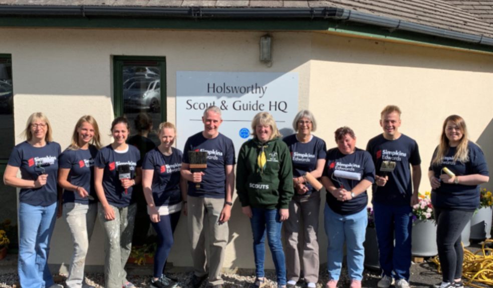 Simpkins Edwards’ team alongside Pauline Masters, Group Scout Leader for 1st Holsworthy Scout Group