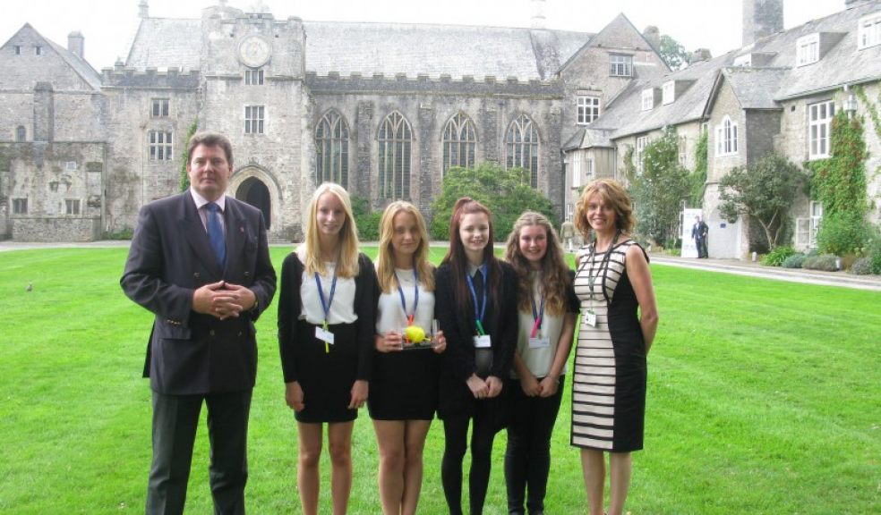 Cabinet member for economy and growth, Cllr Andrew Leadbetter, Students from Holsworthy Community College…. Karen Cawsey, Laura Carden, Milan Crompton, Abbi Cottier and Economic Development Officer from Devon County Council, Victoria Gage.