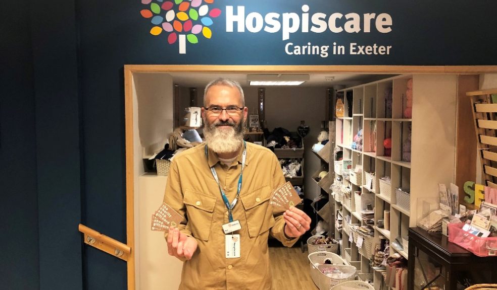 Matt Hazlitt-Coles, Manager at Hospiscare’s shop on Fore Street in Exeter.