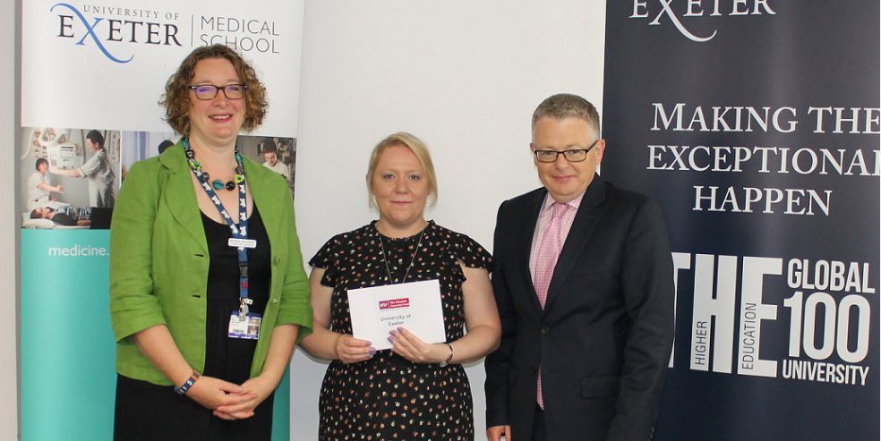 Left to right: Dr Nick Saulsbury, of the University of Exeter Medical School, with Hospital Saturday Fund’s Chief Executive Paul Jackson and Project Manager Sandra Harman-Lou.