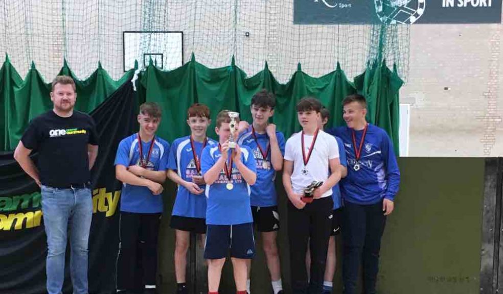 The Space Raiders team which won the Exeter City FC One Game One Community Group futsal tournament. Photo: Alan Quick