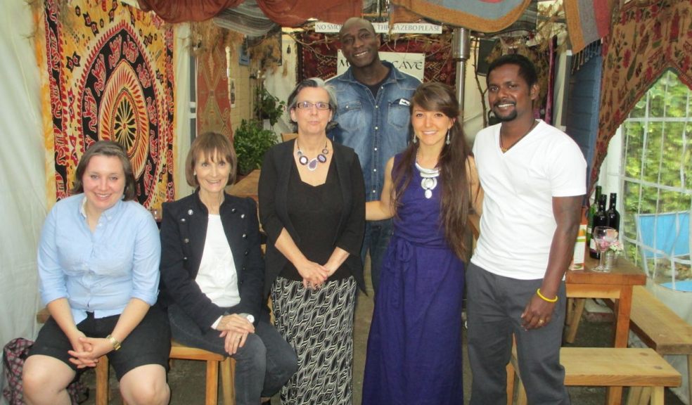 The Antara team at Merlin's Cave, Evolution Cafe on Fore Street