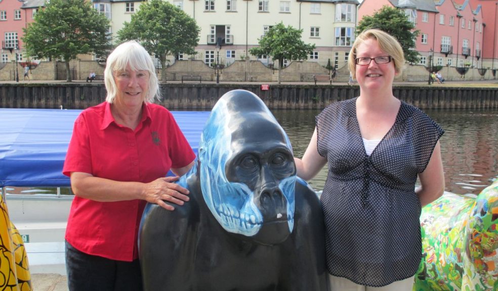 Artist of X-ray Ape, Sue Misselbrook and Paignton Zoo's Pippa Craddock