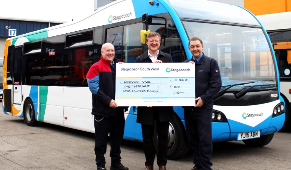 Local RMT union representatives raise £605.84 for charity which is matched by Stagecoach boss Mike Watson to give £1100 to the cause.