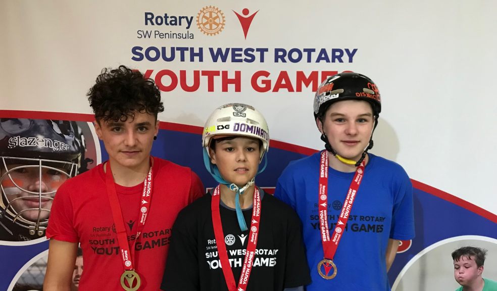 SCOOTERING 1-2-3 L to R Liam Whiteman (East Devon, bronze), Maxwell Jackon (Cornwall, Gold), Ollie Geary (Teignbridge, Silver)