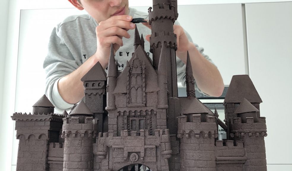 Kieran's Castle Kieran Charles putting the finishing touches to his chocolate castle
