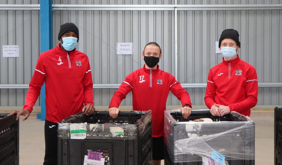 Exeter City FC players Nigel Atangana, Matt Jay and Jake Taylor support community initiative