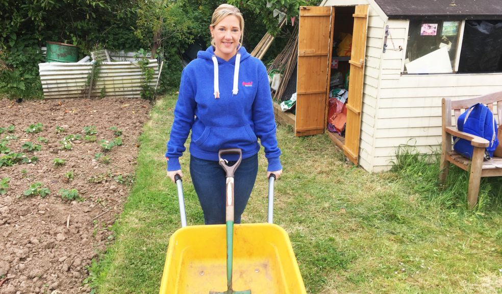 Karyna Squibb from Cartridges Law helping out at the Budding Friends allotment