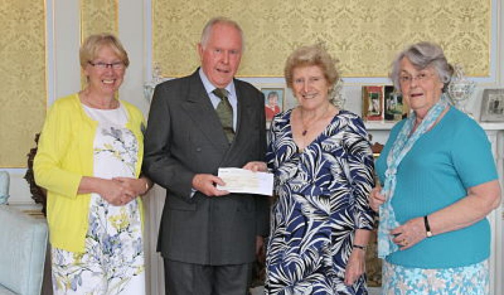 Hospiscare CEO Glynis Atherton, Roger Dawe of Normans Family Trust hands cheque to Lady Elizabeth Butler-Sloss, Carole Lee
