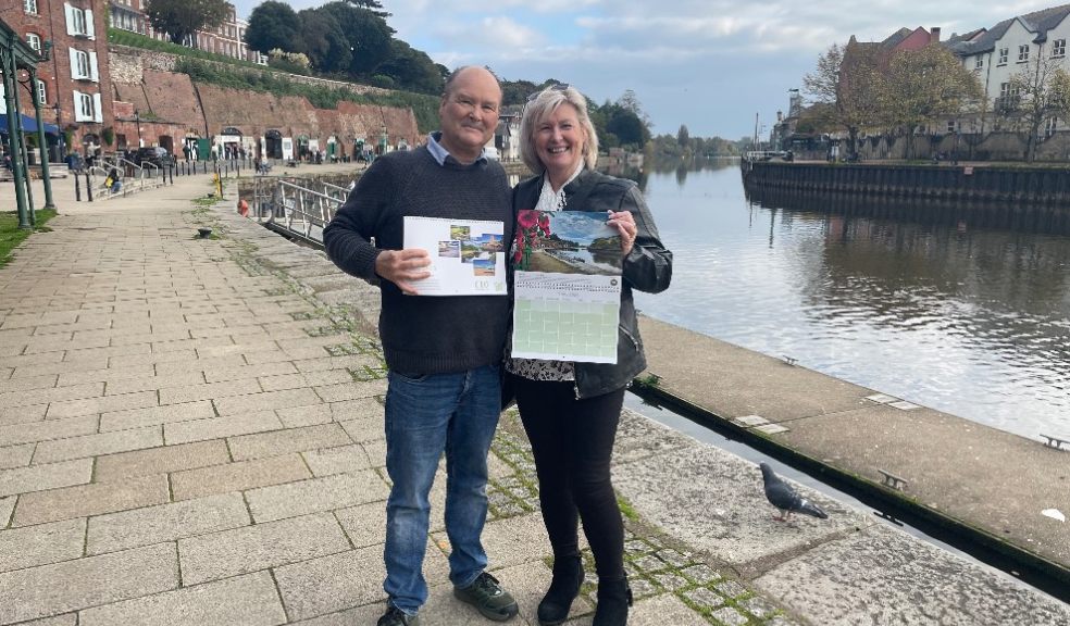 Mark and Debbie Dimelow, from Landkey – photo take at Exeter Quayside, which they have chosen for June. Mark is currently being treated for blood cancer.