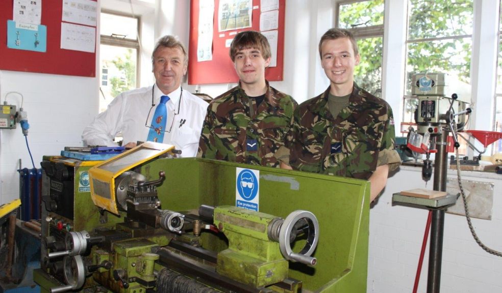Photo: James Krafft, Sebastian Wright and their teacher Mr Moon.