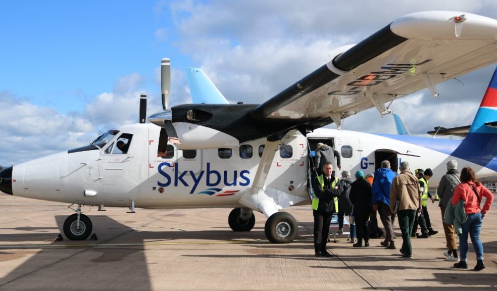 Inaugural Skybus flight leaving Exeter Airport for Isles of Scilly