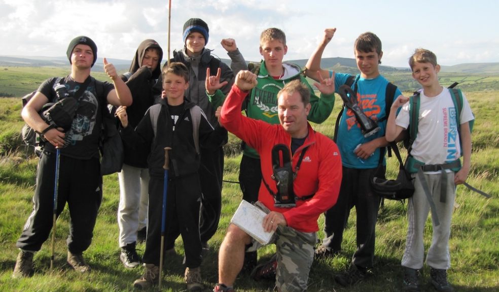 Jack Russell and students on North to South Dartmoor Challenge