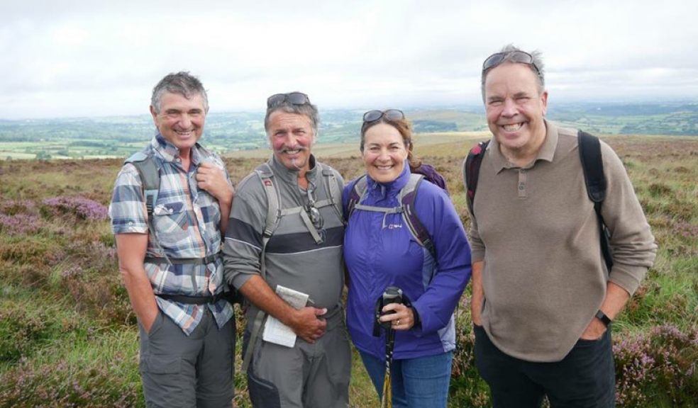Former Grand National winning jockey Jimmy Frost checks out the Walk for Widecombe route with fellow walkers Reg Hanniford, Ali Hanniford and Chris Coward