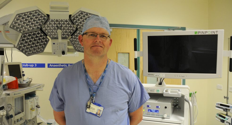 Dr Michael Hannemann with the Pinpoint equipment