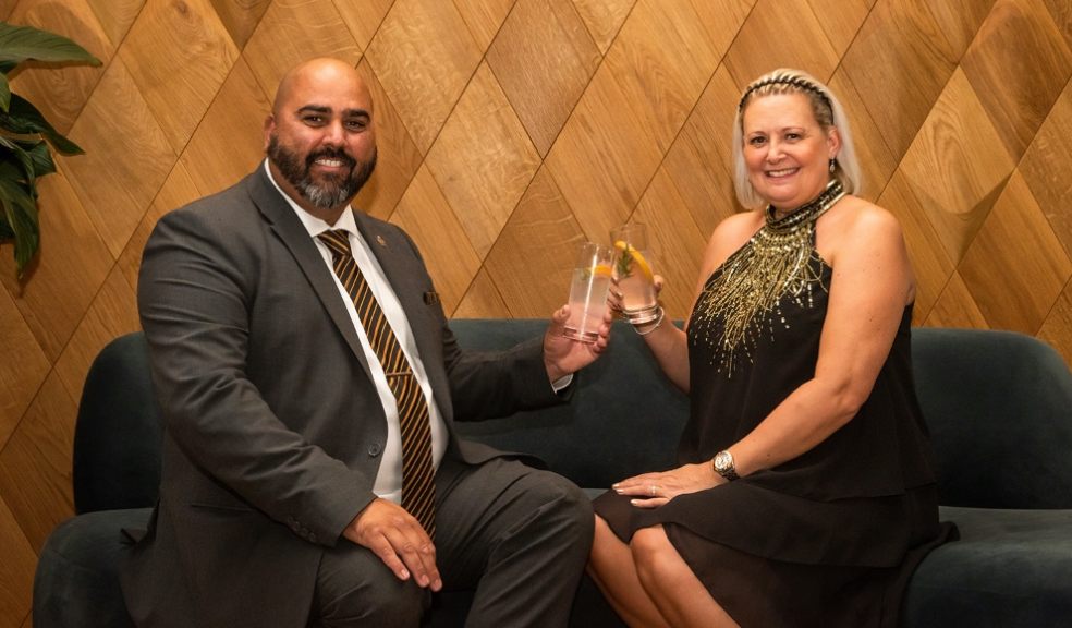 Andy Hilton & Louise Ames raise a glass in celebration of their new partnership.