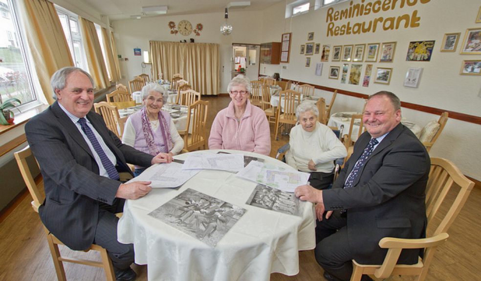 Cllrs Hart and Barker discuss the plans for the home with residents Mrs Pauline Fildrew, Mrs Lesley Naylor and Mrs Dorothy Dyer