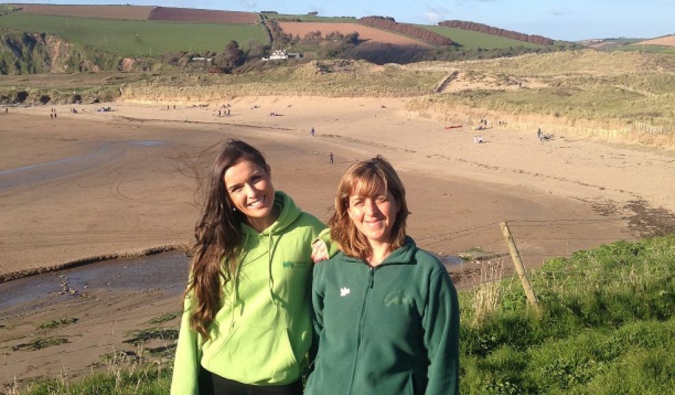 Marina Leadbetter, Events Fundraiser at Little Bridge House for Children's Hospice South West and Esther Pearson, Business Development Manager for the South West Coast Path Association on the Coast Path.