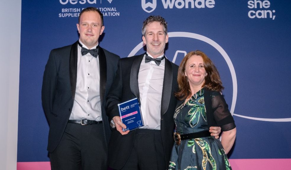 The Maths Kitchen team with awards host Lucy Porter.