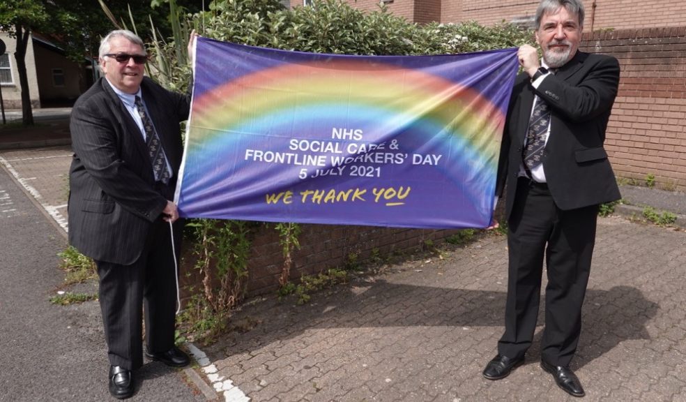 Ian Kingsbury Head of the Devonshire Freemasons with Reuben Ayres Charity Steward.