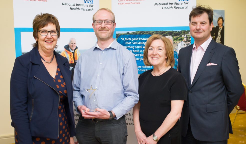 L-R: Patient Ambassador Jane Owen, Research Paramedic Jonathan Green, CRN SWP Chief Operating Officer Helen Quinn and James Brook of Quintiles.