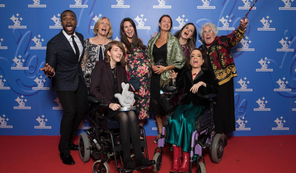 The Heritage Ability Team from Living Options Devon were presented with their award by Silent Witness star Jane Carr (bottom, right) with the awards show presenter Ore Oduba (far left).