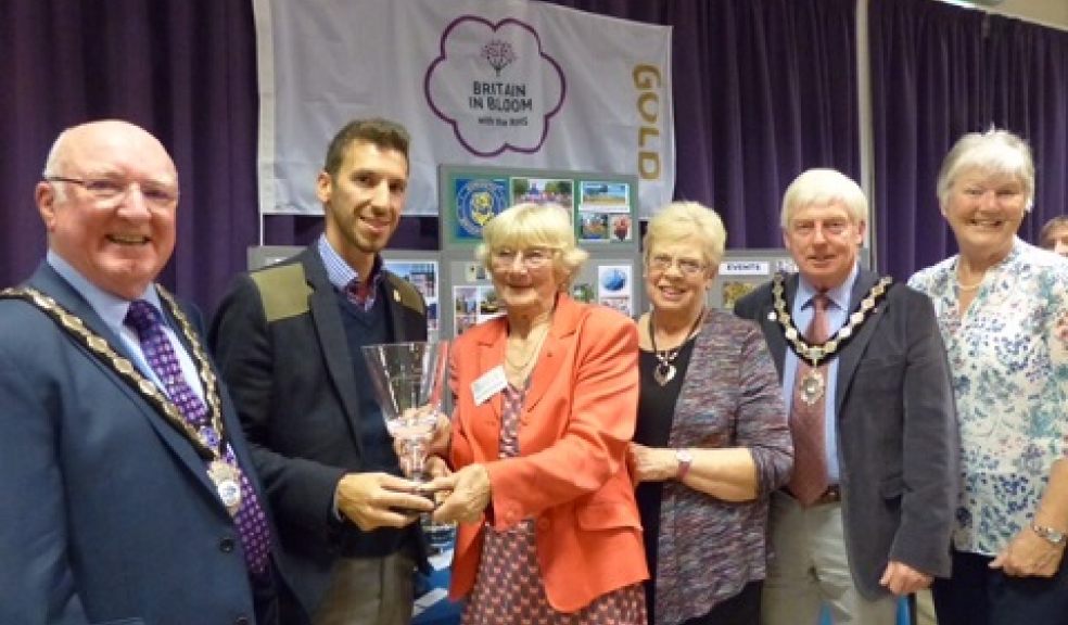 Left to right: Cllr Brian Cole, Exmouth Mayor; Nick Christo from East Devon District Council; District Cllr Pat Graham OBE, President of Exmouth in Bloom; Gerry Bassett, Chair Exmouth in Bloom; Cllr Jeff Trail, Deputy Mayor and Marion Drew, Exmouth in Bloom.