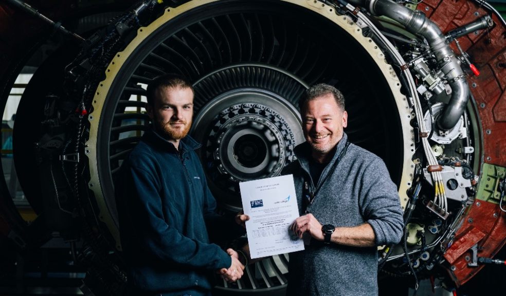 Pictured is Foundation Degree student, Charlie Putt, receiving his Part 66 Licence certification from Mike Robinson, Programme Lead in Aeronautical Engineering, earlier this month.