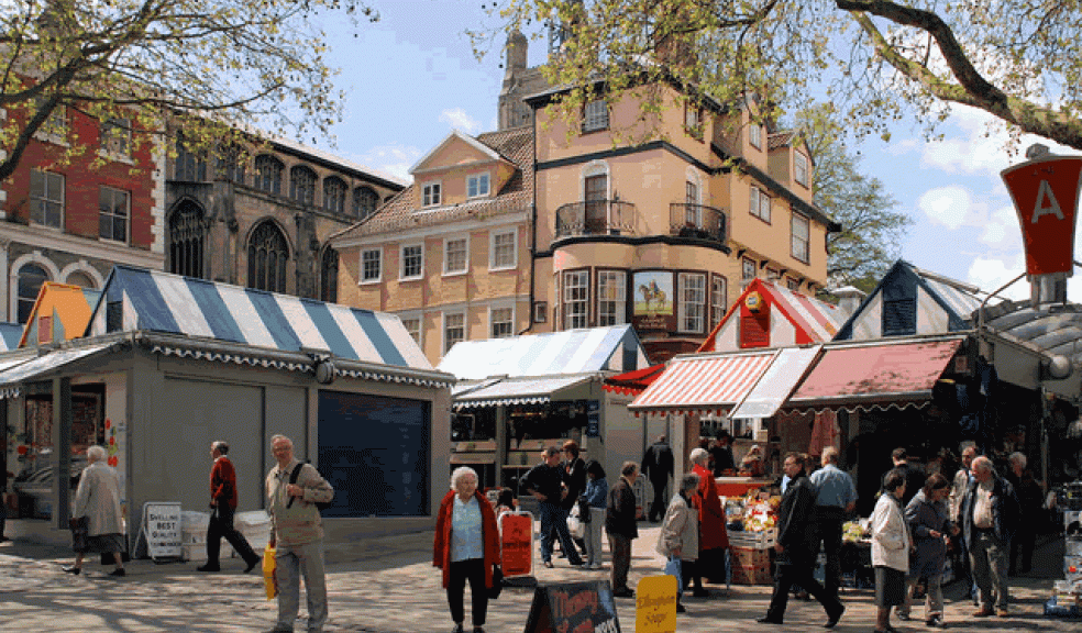Permanent market stalls in Norwich