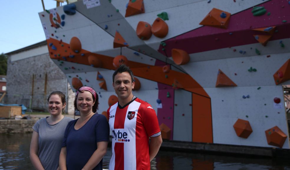 Rosie Denham, Emma Morse and Scott Walker at the Deep Water Solo Competition