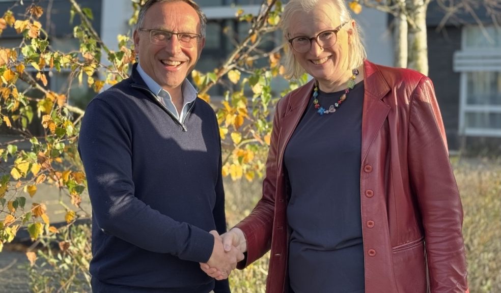 Olly Swayne of LED with Sally Basker from Exeter Science Park