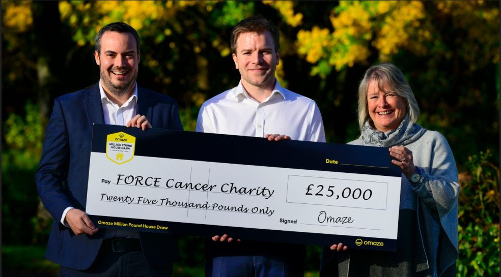 Omaze £25k donation to FORCE Cancer Charity 